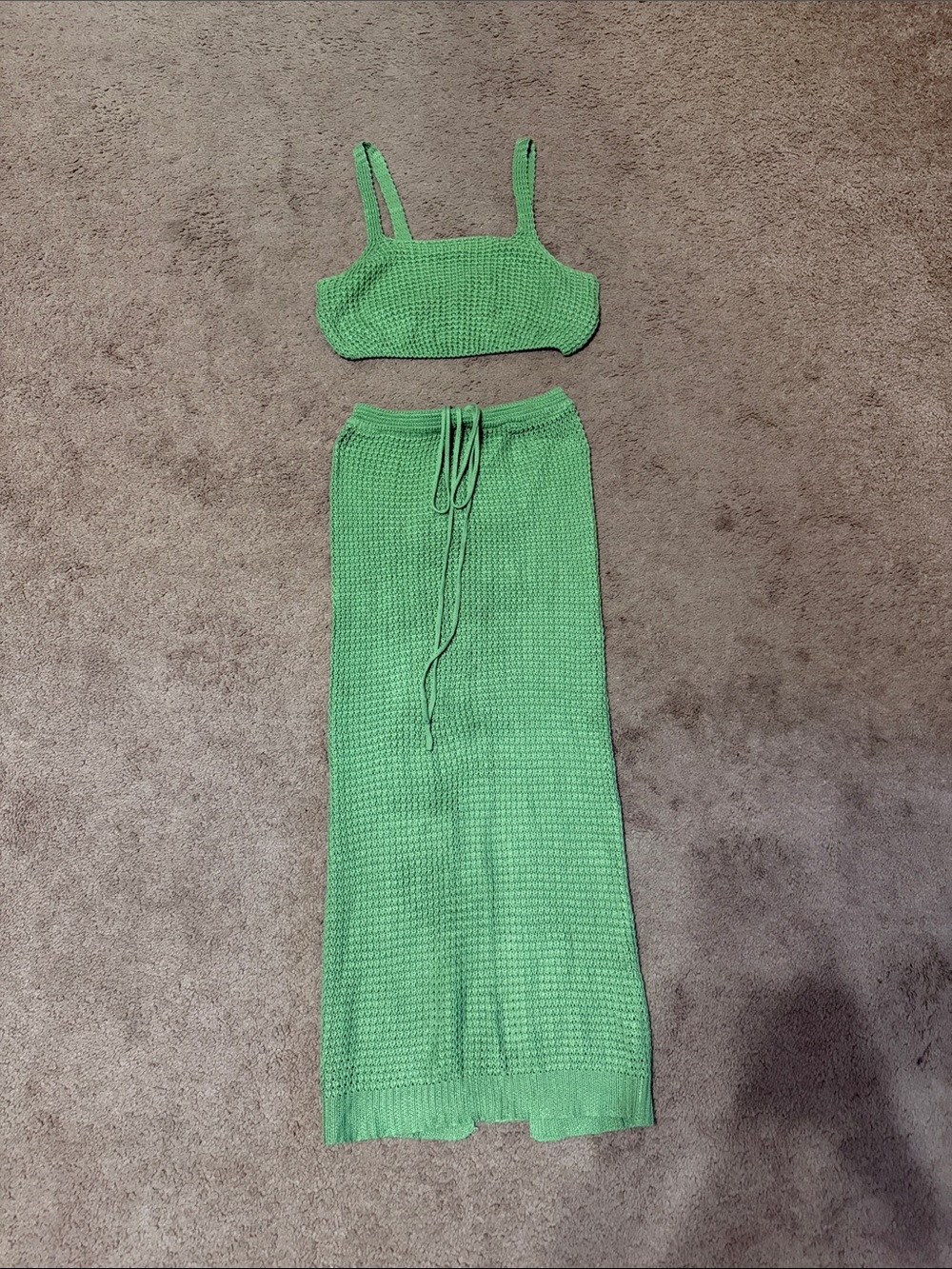 Green Knit Maxi Skirt SET